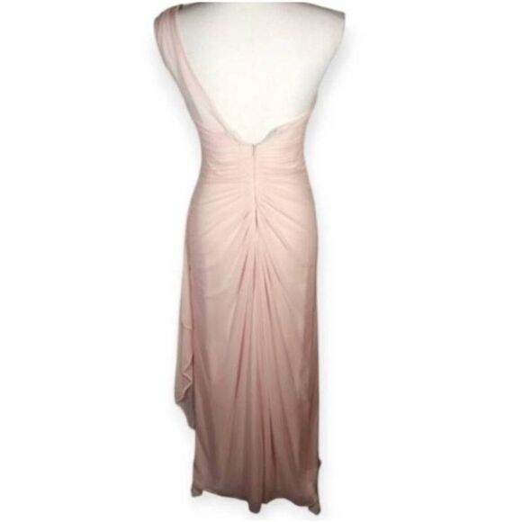 DAVID'S BRIDAL PINK ONE SHOULDER GOWN SZ.2 EUC - Picture 6 of 7